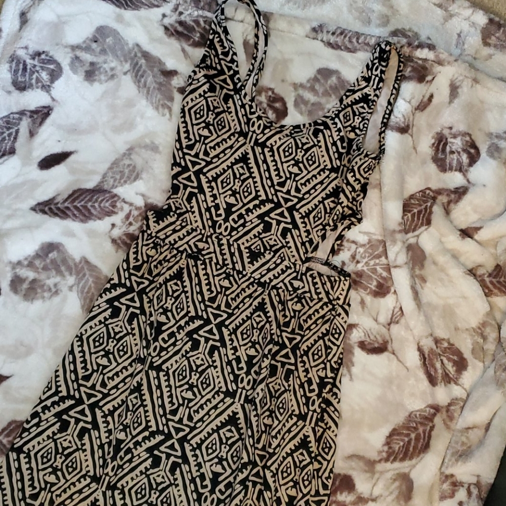 Black and tan maxi dress